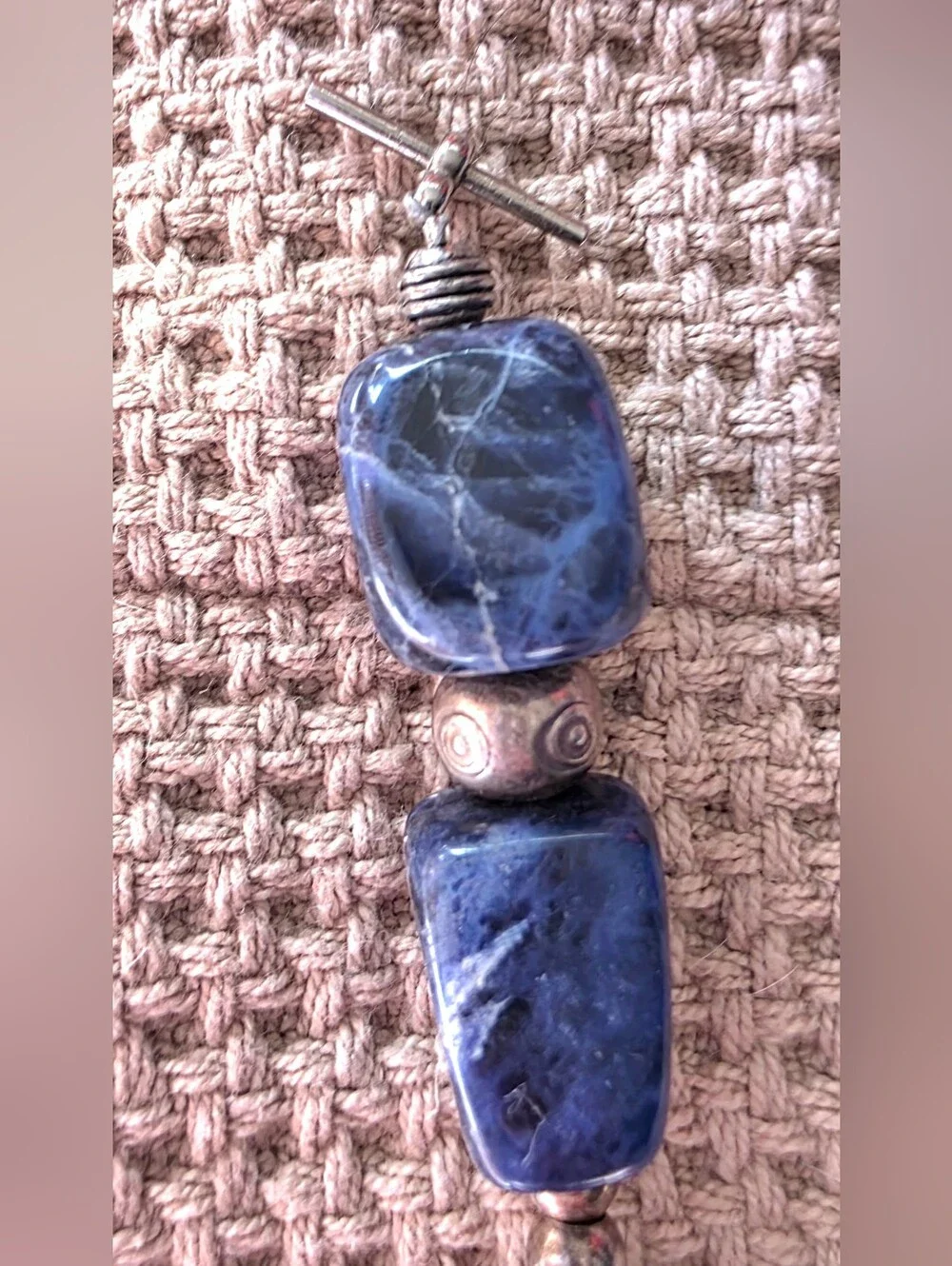 CHUNKY SODALITE TUMBLED STONE BEAD MALA BRACELET - Picture 3 of 7
